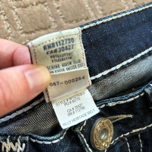 True Religion Billy Heritage Big T Jeans Women's Sz 29 Blue Dark Wash Denim USA - Picture 7 of 13